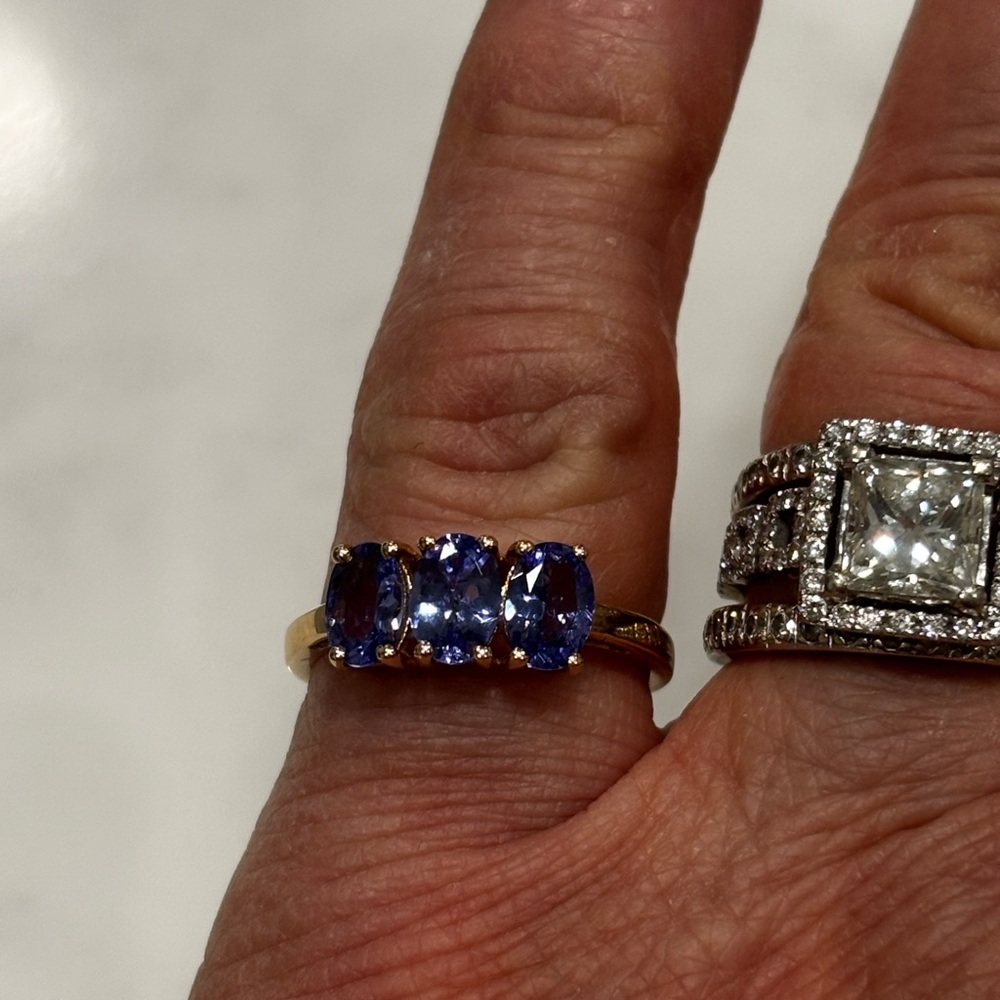 Tanzanite Ring-3 Oval Stones - Picture 5 of 5